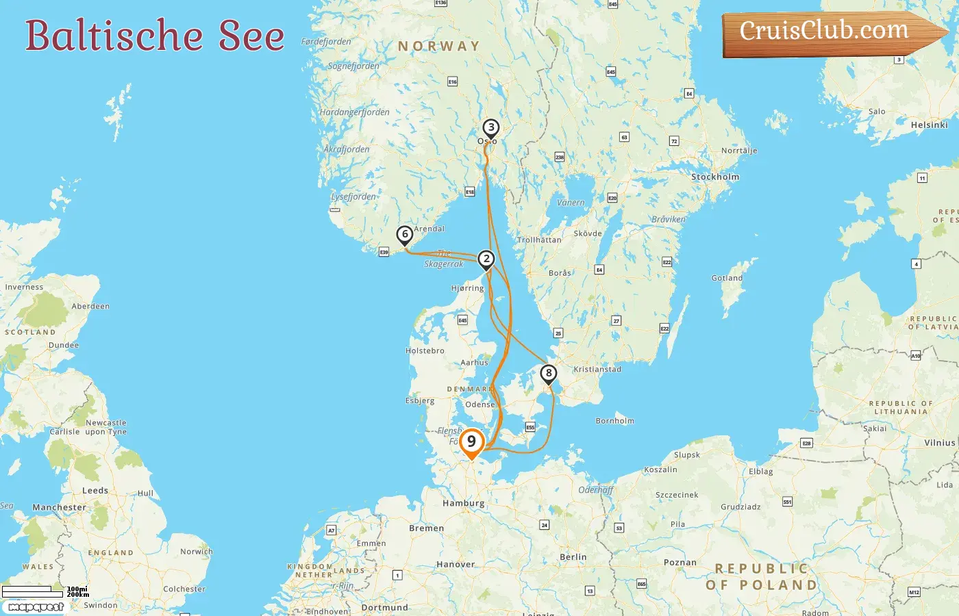 Kreuzfahrt in der Ostsee ab Kiel an Bord des Schiffes AIDAbella mit Besuchen in Dänemark und Norwegen für 9 Tage