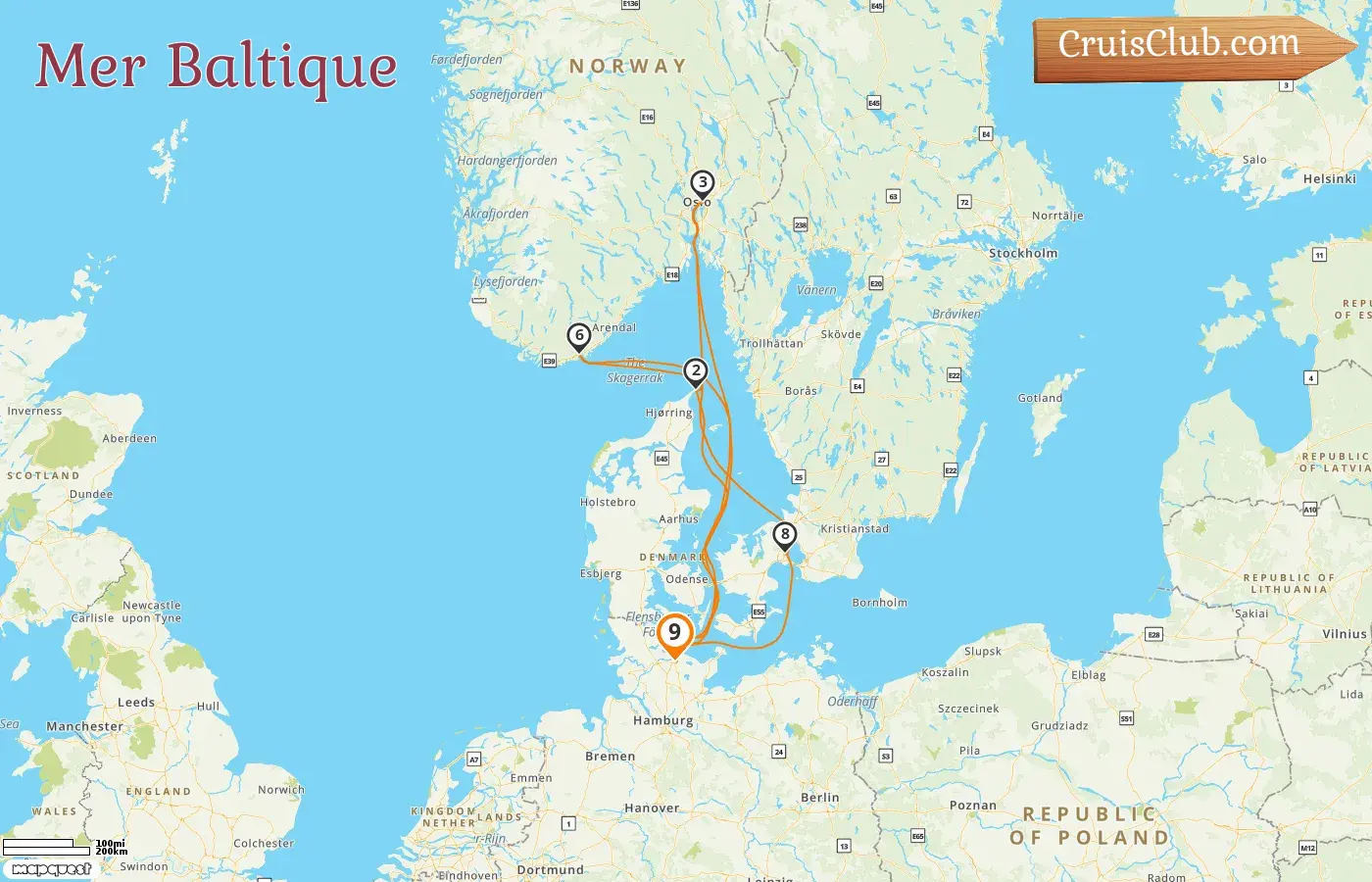 Croisière en mer Baltique depuis Kiel à bord du navire AIDAbella avec des visites au Danemark et en Norvège pendant 9 jours