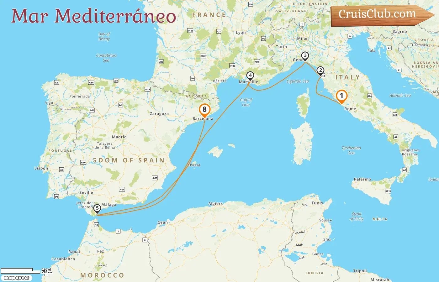 Crucero en el Mediterráneo desde Civitavecchia a Barcelona a bordo del barco Oosterdam con visitas a Italia, Francia, Gibraltar y España durante 8 días