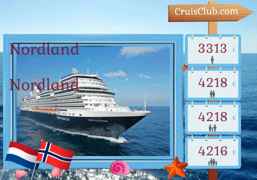 Cruzeiro no Norte de Dover a Roterdã a bordo do navio Nieuw Statendam com visitas aos Países Baixos e Noruega por 9 dias