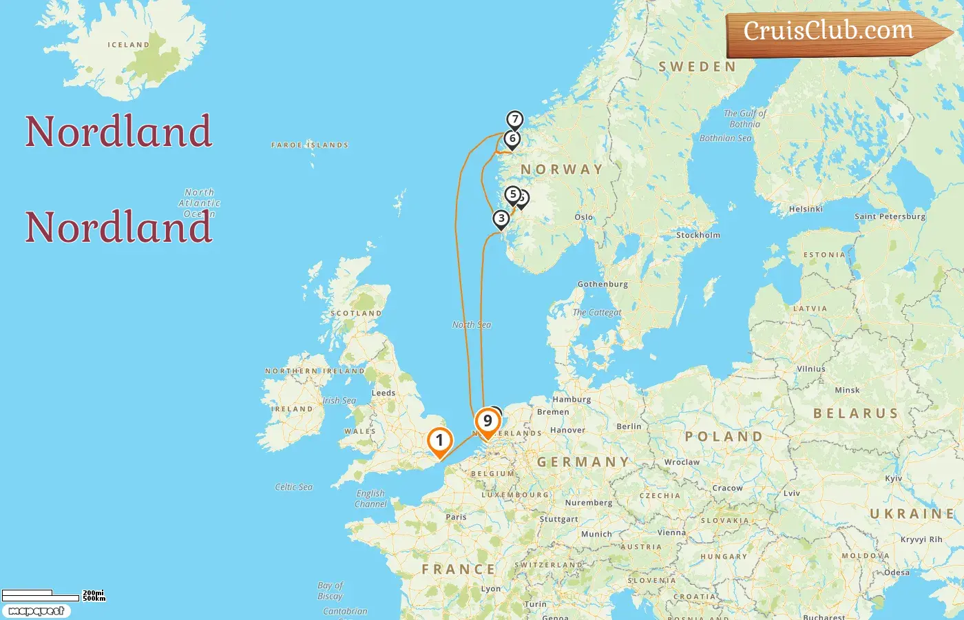 Cruzeiro no Norte de Dover a Roterdã a bordo do navio Nieuw Statendam com visitas aos Países Baixos e Noruega por 9 dias
