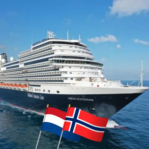 Cruzeiro no Norte de Dover a Roterdã a bordo do navio Nieuw Statendam com visitas aos Países Baixos e Noruega por 9 dias