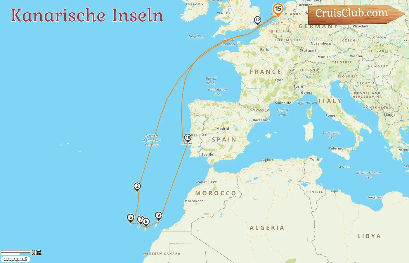 Kreuzfahrt in den Kanarischen Inseln ab Rotterdam an Bord des Schiffes Nieuw Statendam mit Besuchen in Portugal und Spanien für 15 Tage