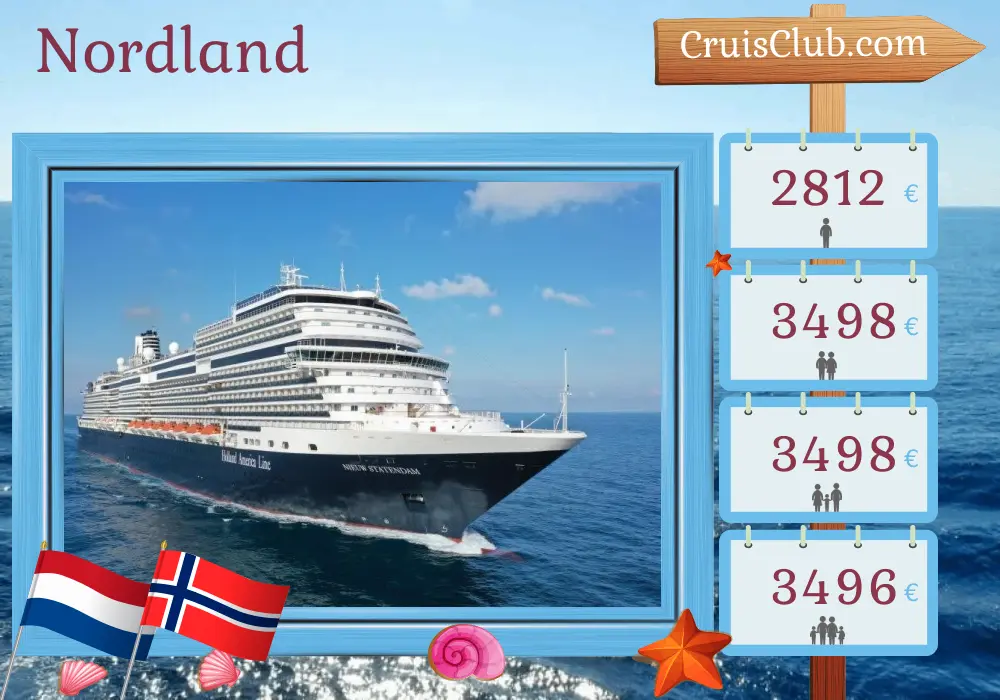 Crucero en el norte desde Ámsterdam a Róterdam a bordo del barco Nieuw Statendam con visitas a Países Bajos y Noruega durante 8 días