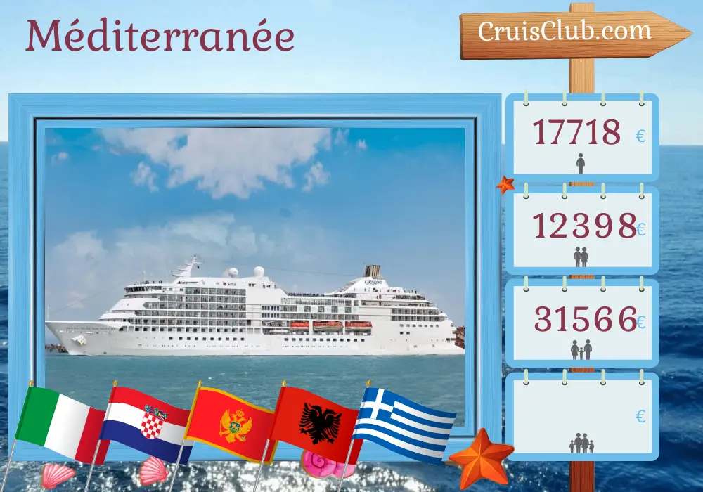 Croisière en Méditerranée de Fusina à Le Pirée à bord du navire Seven Seas Navigator avec des visites en Italie, en Croatie, au Monténégro, en Albanie et en Grèce pendant 11 jours
