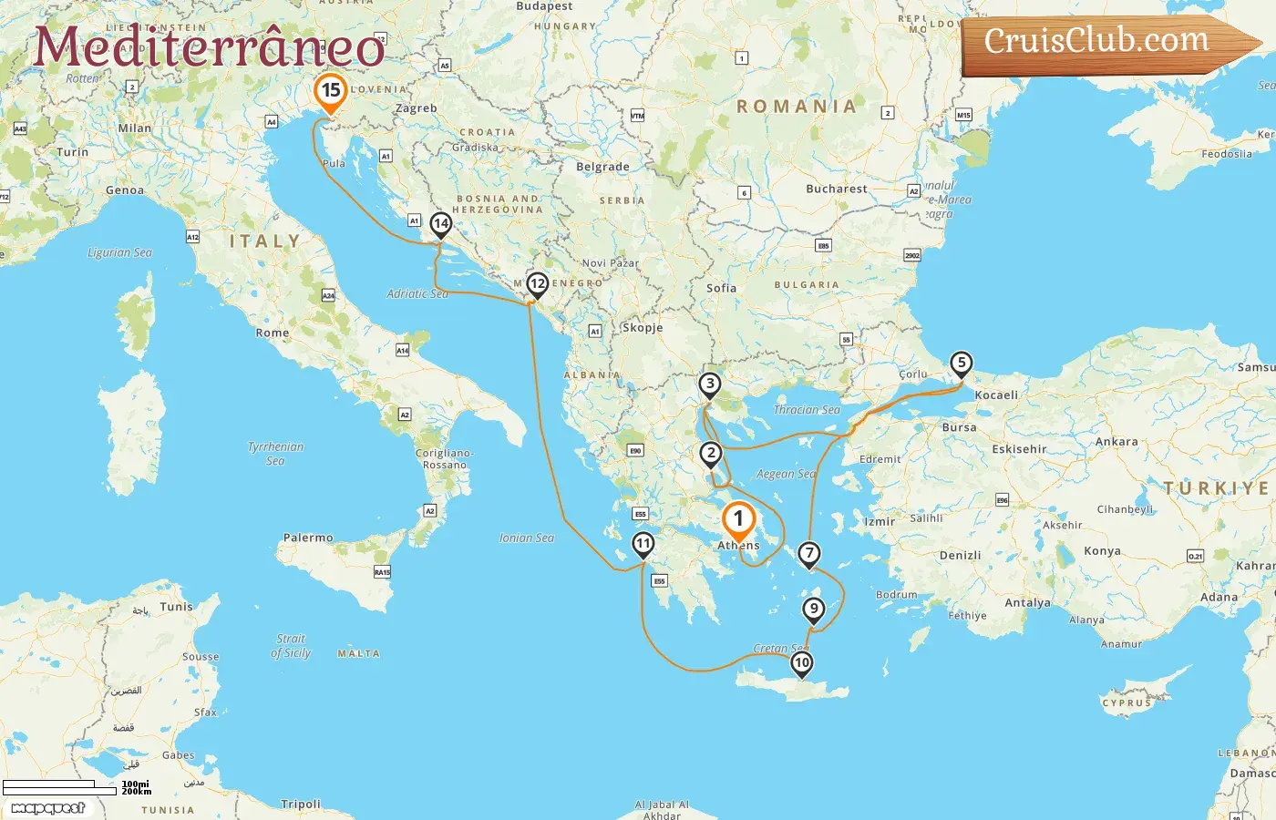 Cruzeiro no Mediterrâneo de Pireu a Trieste a bordo do navio Seven Seas Voyager com visitas à Grécia, Turquia, Montenegro, Croácia e Itália por 15 dias