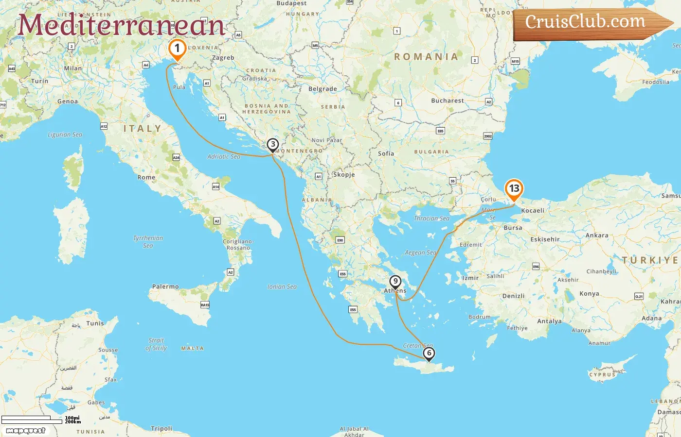 Cruise in the Mediterranean from Trieste to Istanbul aboard Seven Seas Voyager ship with visits to Italy, Croatia, Greece, and Turkey for 13 days