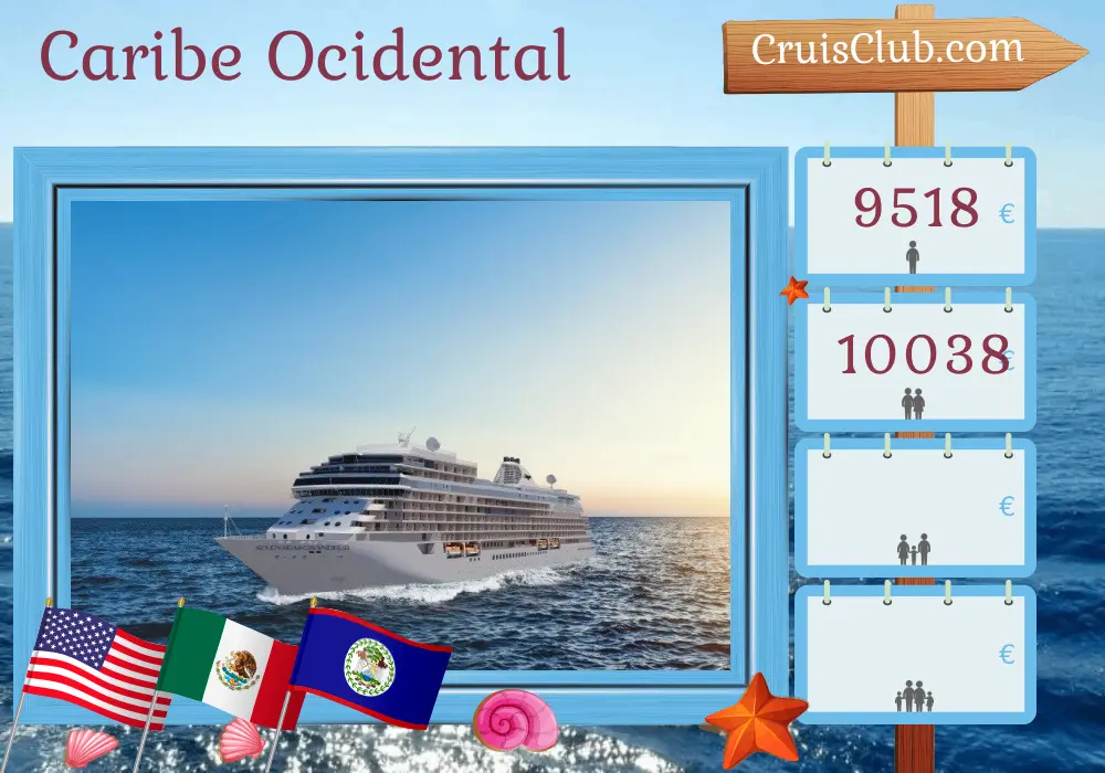 Cruzeiro no Caribe Ocidental saindo de Miami a bordo do navio Seven Seas Grandeur com visitas aos EUA, México, Belize e Honduras por 8 dias