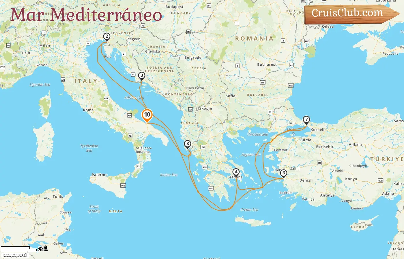 Crucero por el Mediterráneo desde Bari a bordo del barco MSC Splendida con visitas a Italia, Croacia, Grecia y Turquía durante 10 días