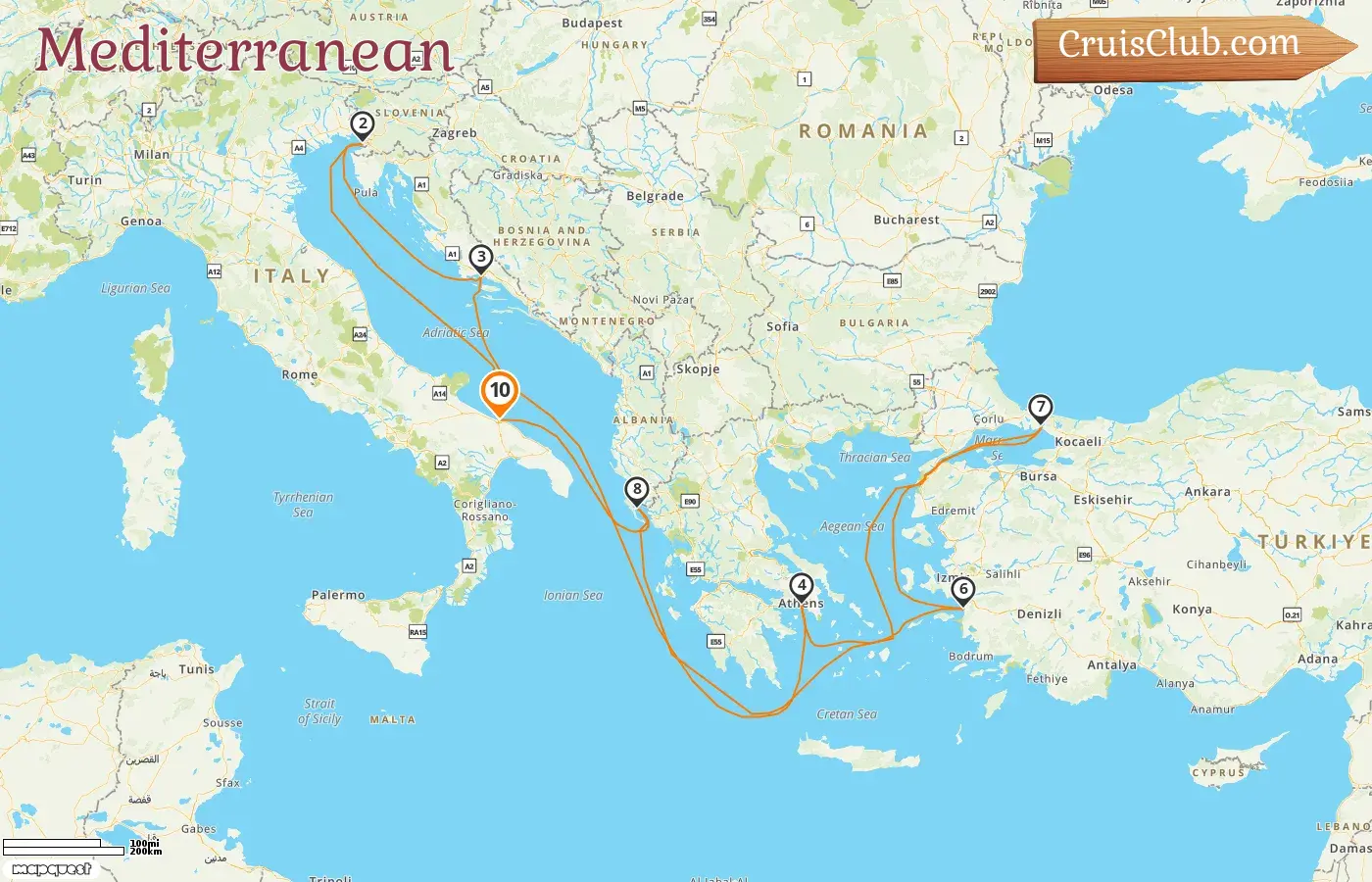 Cruise in the Mediterranean from Bari aboard MSC Splendida ship with visits to Italy, Croatia, Greece, and Turkey for 10 days