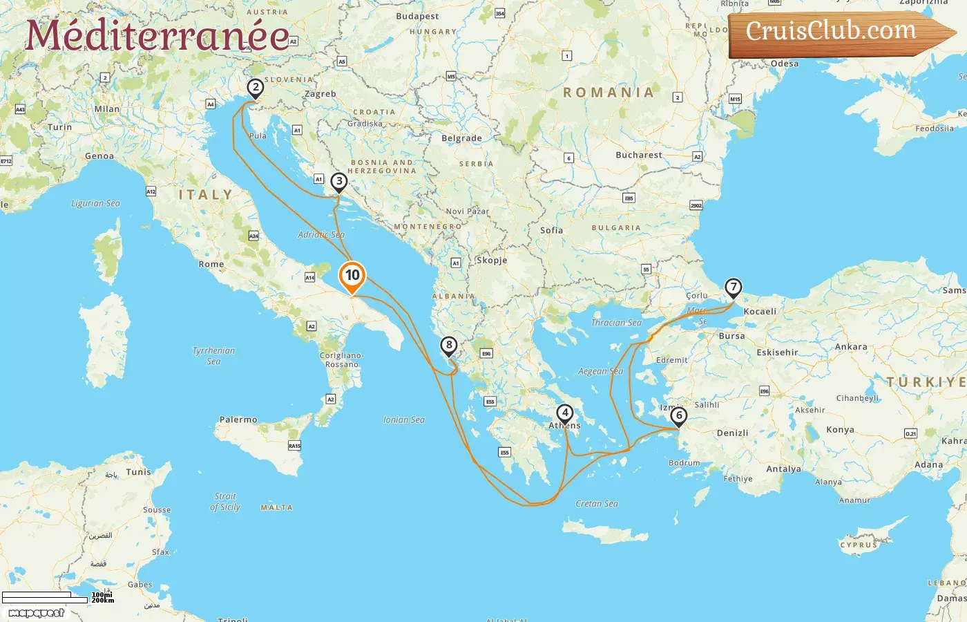 Croisière dans la Méditerranée au départ de Bari à bord du MSC Splendida avec escales en Italie, Croatie, Grèce et Turquie pendant 10 jours
