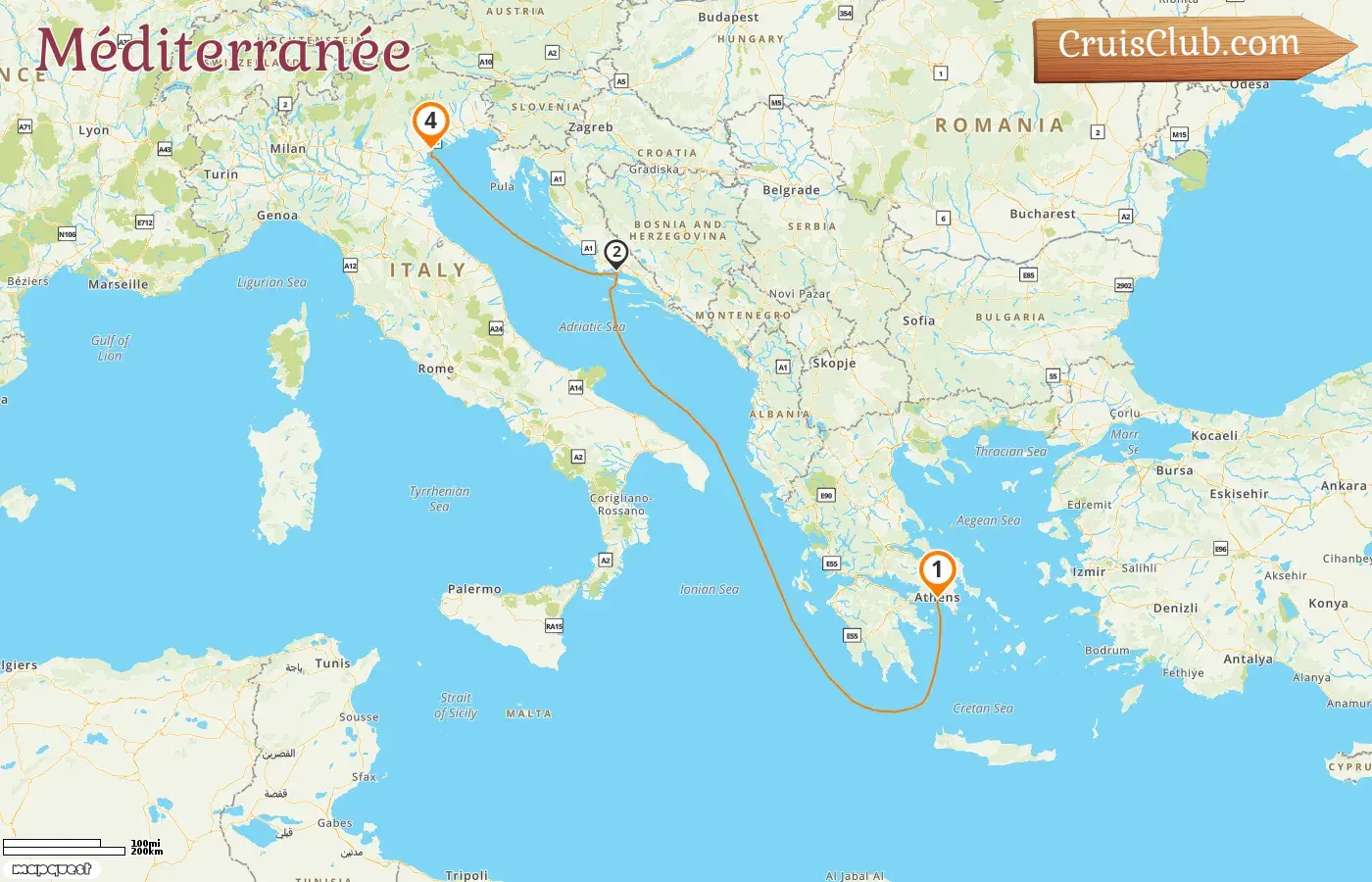 Croisière en Méditerranée de Pirée à Marghera à bord du bateau MSC Armonia avec des visites en Grèce, Croatie et Italie pendant 4 jours