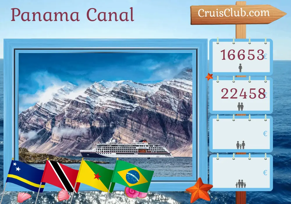 Cruise in the Panama Canal from Callao to Belém aboard HANSEATIC nature ship with visits to Peru, Ecuador, Colombia, Panama, Curaçao, Saint Vincent and the Grenadines, Trinidad and Tobago, French Guiana, and Brazil for 20 days