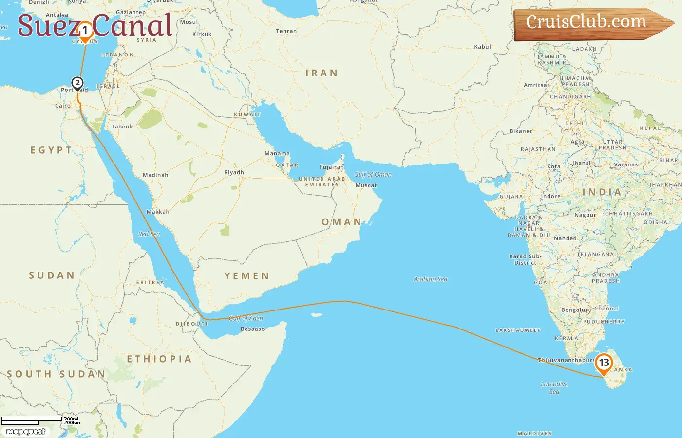 Cruise in the Suez Canal from Limassol to Colombo aboard MS EUROPA 2 ship with visits to Cyprus, Egypt, and Sri Lanka for 13 days