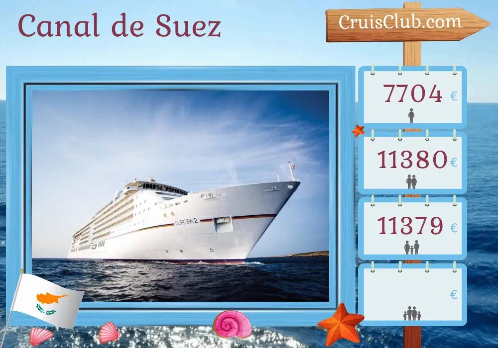 Cruzeiro no Canal de Suez de Limassol a Colombo a bordo do navio MS EUROPA 2 com visitas a Chipre, Egito e Sri Lanka por 13 dias