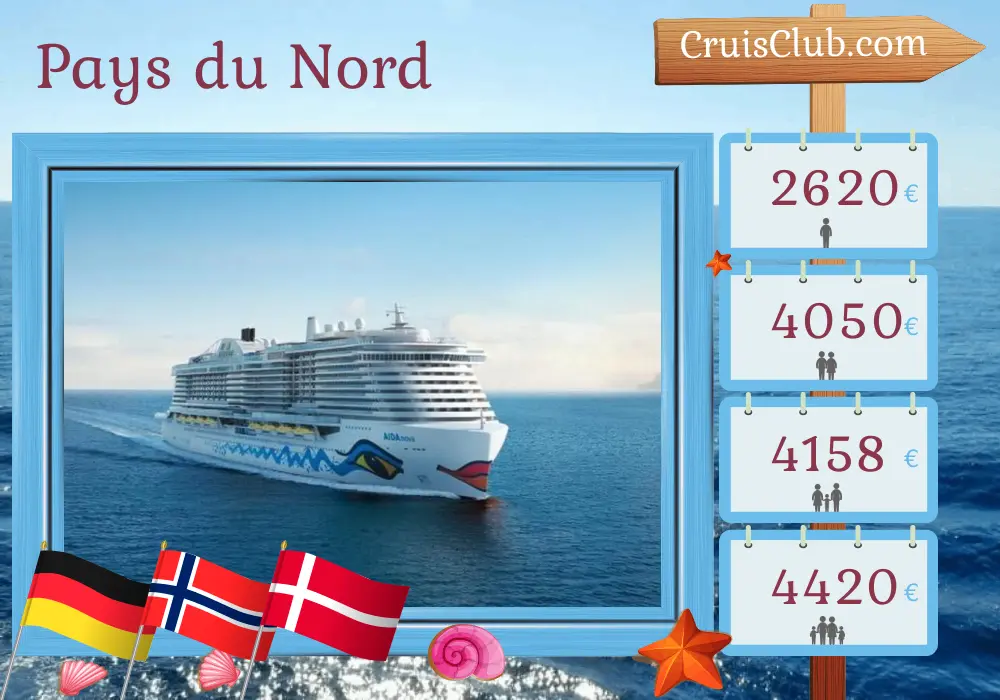 Croisière dans le Nordland depuis Kiel à bord du navire AIDAnova avec des visites en Allemagne, en Norvège et au Danemark pendant 15 jours