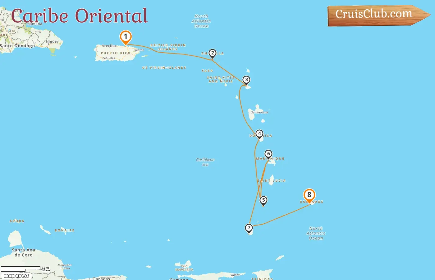 Crucero en el Caribe Oriental desde San Juan a Bridgetown a bordo del barco Silver Dawn con visitas a Puerto Rico, Dominica, San Vicente y las Granadinas, Martinica, Granada y Barbados durante 8 días
