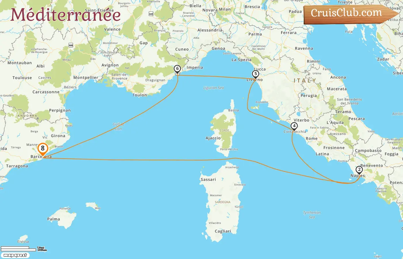 Croisière en Méditerranée depuis Barcelone à bord du navire Disney Dream avec visites en Espagne, en Italie et en France pendant 8 jours