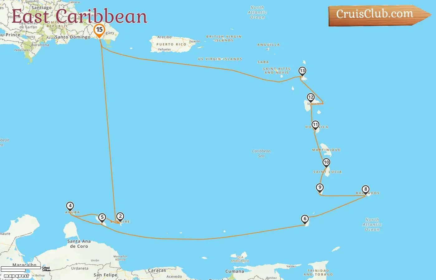Cruise in the East Caribbean on the AIDAperla ship with visits to Dominican Republic, Aruba, Curaçao, Grenada, Barbados, Saint Vincent and the Grenadines, Saint Lucia, Dominica, and Guadeloupe for 15 days