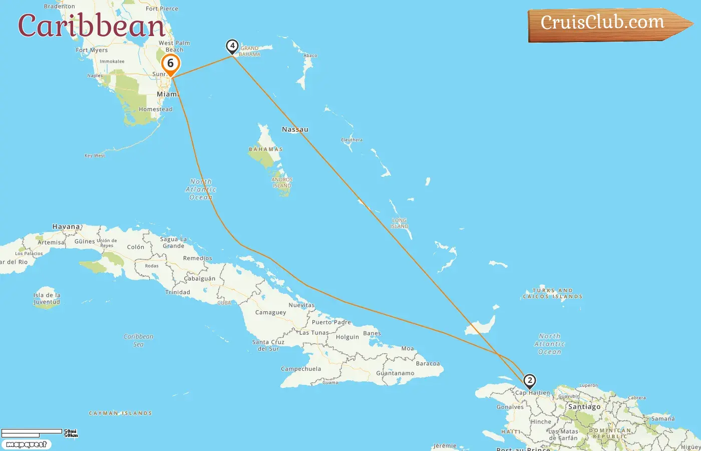 Cruise in the Caribbean from Fort Lauderdale aboard Grandeur of the Seas ship with visits to USA, Haiti, and Bahamas for 6 days