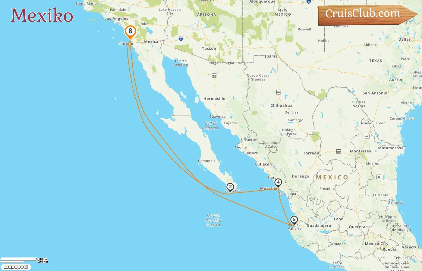 Kreuzfahrt in Mexiko von San Diego an Bord des Schiffes Zaandam mit Besuchen in den USA und Mexiko für 8 Tage