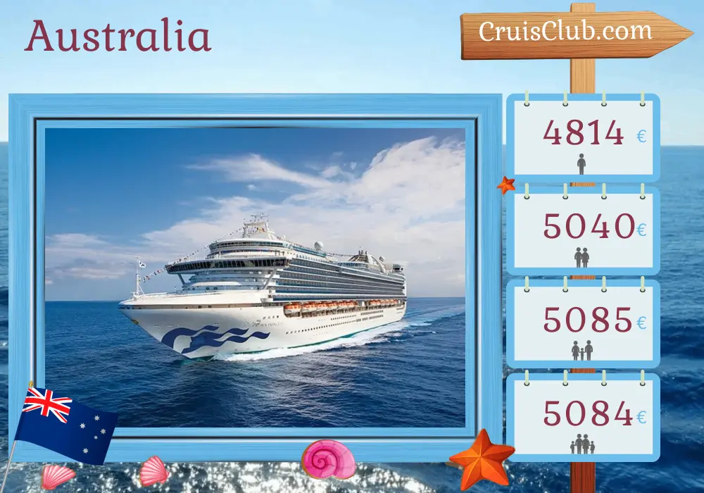 Crucero en Australia de Brisbane a Fremantle / Perth a bordo del barco Crown Princess con visitas a Australia durante 16 días