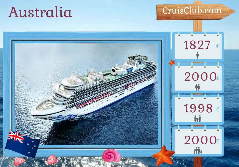 Crucero en Australia desde Melbourne a bordo del barco Diamond Princess con visitas a Australia durante 8 días