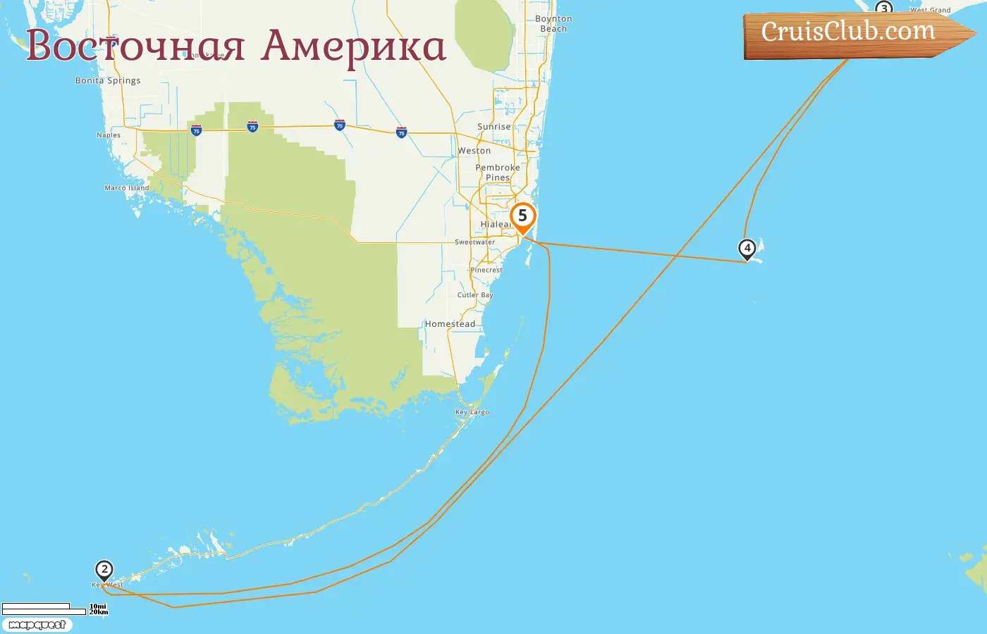 Круиз по Восточной Америке из Майами на борту судна Norwegian Pearl со посещением США и Багамских островов на 5 дней