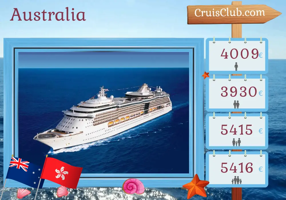 Crucero en Australia desde Brisbane a Hong Kong a bordo del barco Serenade of the Seas con visitas a Australia, Indonesia, Filipinas y Hong Kong durante 17 días