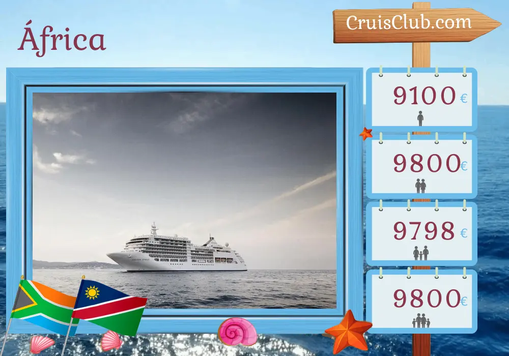 Cruzeiro na África de Cape Town a Durban a bordo do navio Silver Spirit com visitas à África do Sul e Namíbia por 10 dias