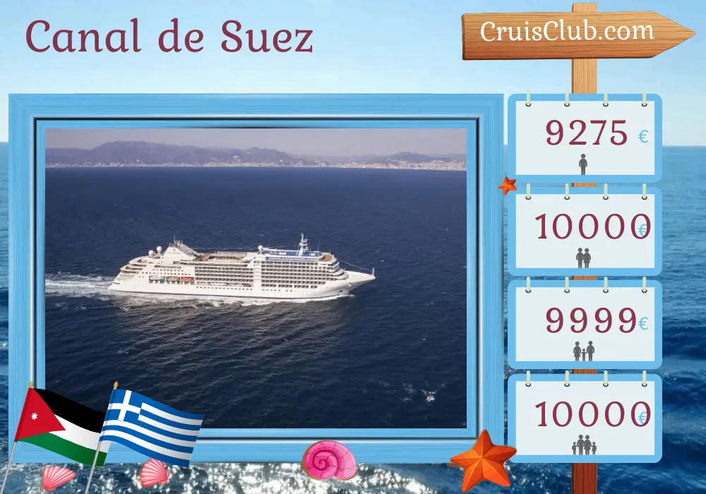 Cruzeiro pelo Canal de Suez de Jeddah a Piraeus a bordo do navio Silver Moon com visitas à Arábia Saudita, Egito, Jordânia e Grécia por 9 dias