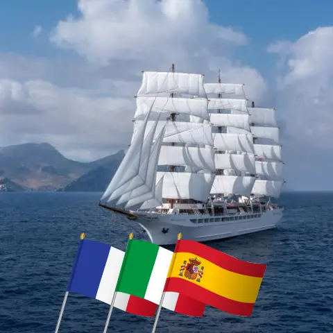 Crucero por el Mediterráneo desde Niza a Barcelona a bordo del barco Sea Cloud Spirit con visitas a Francia, Italia y España durante 8 días