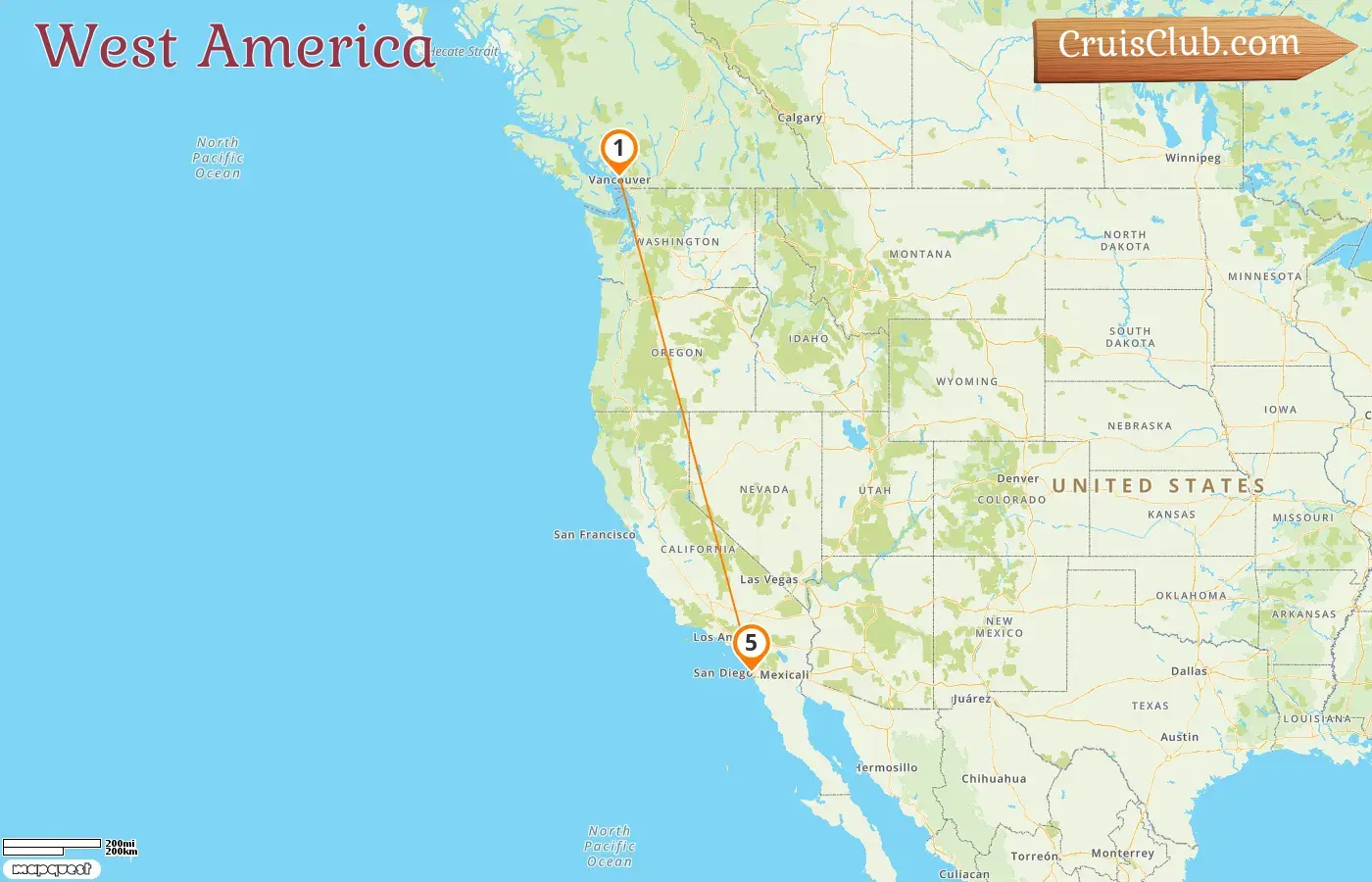 Cruise in the West America from Vancouver to San Diego aboard Disney Wonder ship with visits to Canada and USA for 5 days