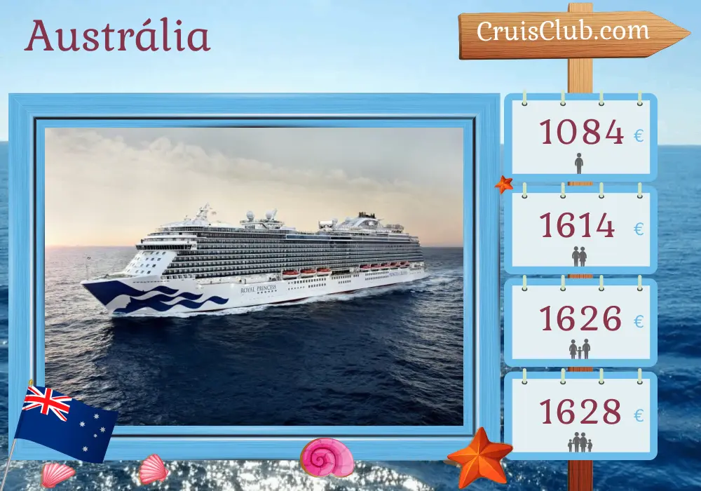 Cruzeiro na Austrália de Hobart a Sydney a bordo do navio Royal Princess com visitas à Austrália por 6 dias