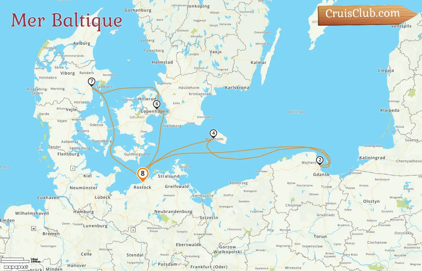 Croisière dans la mer Baltique depuis Warnemünde à bord du navire AIDAmar avec des visites en Allemagne, en Pologne et au Danemark pendant 8 jours