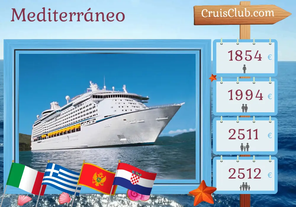 Crucero por el Mediterráneo desde Ravenna a bordo del barco Explorer of the Seas con visitas a Italia, Grecia, Montenegro y Croacia durante 8 días