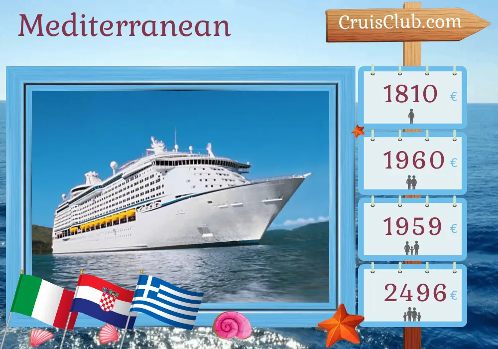 Mediterranean Cruise from Ravenna aboard Explorer of the Seas with visits to Italy, Croatia, and Greece for 8 days