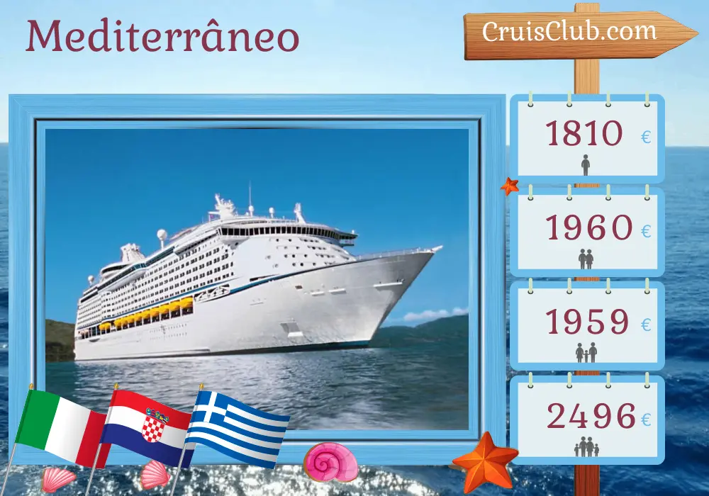 Cruzeiro pelo Mediterrâneo saindo de Ravenna a bordo do navio Explorer of the Seas com visitas à Itália, Croácia e Grécia por 8 dias