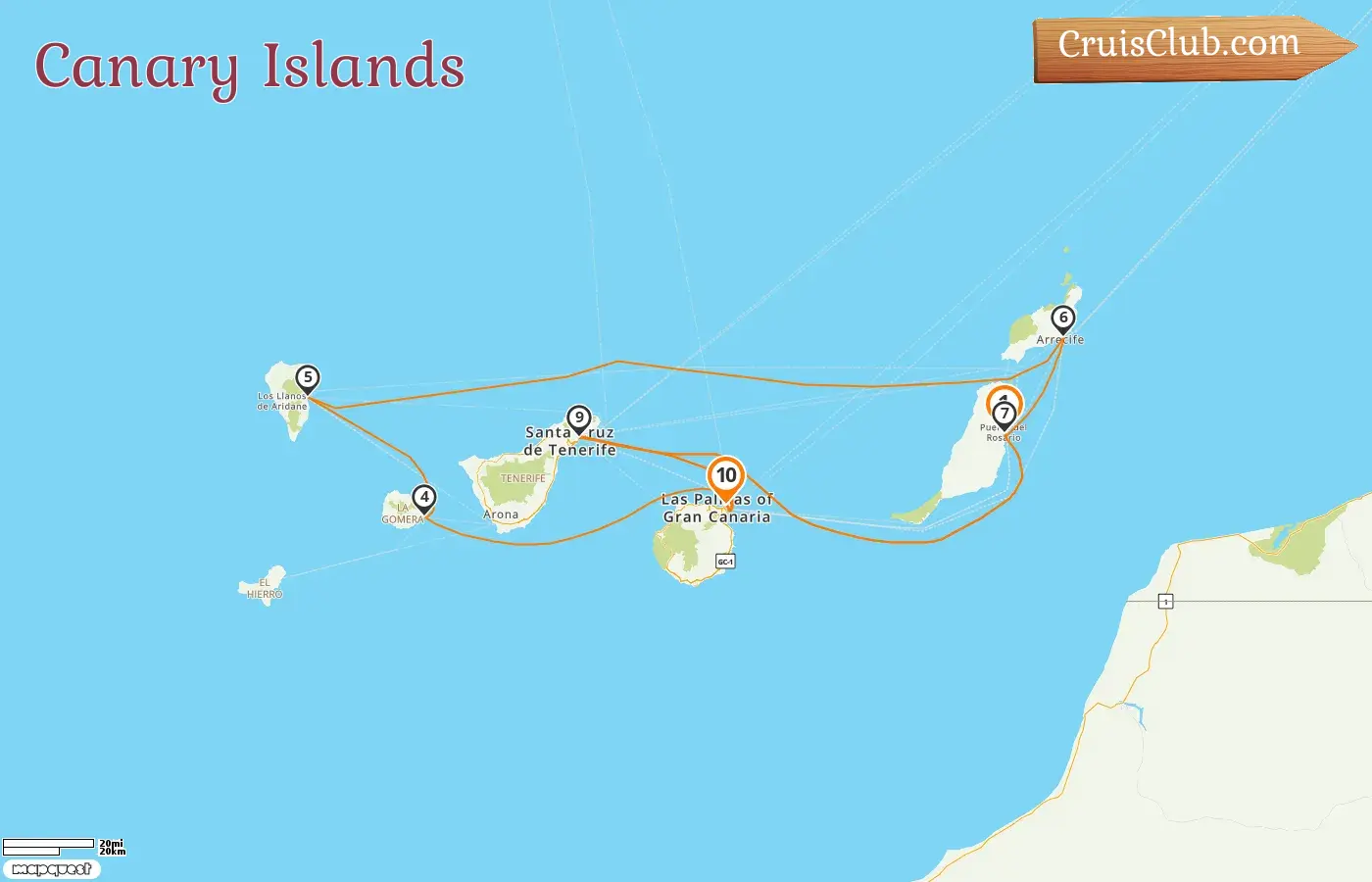 Cruise in the Canary Islands from Puerto del Rosario to Las Palmas aboard AIDAblu ship with visits to Spain for 10 days