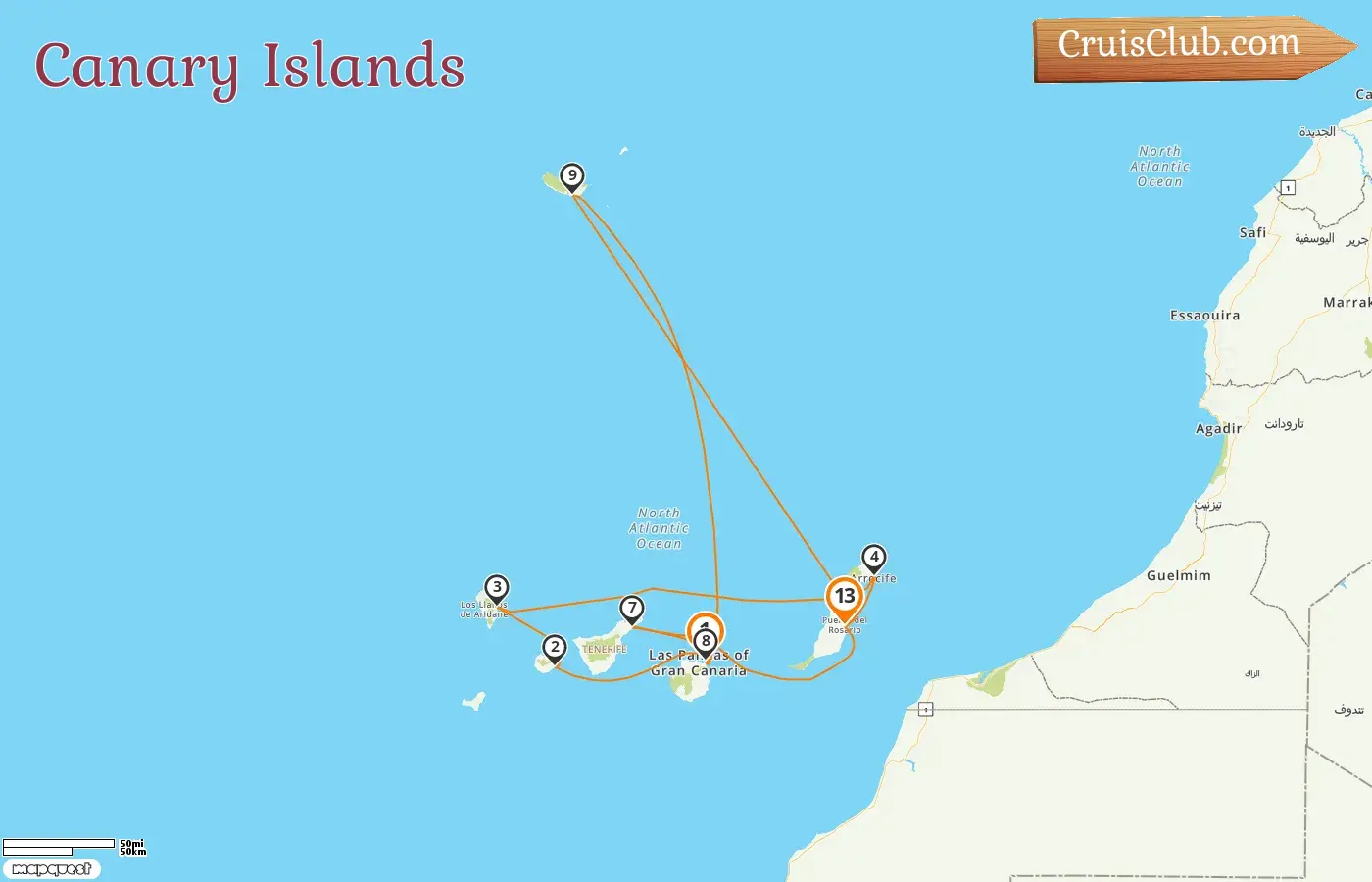 Cruise in the Canary Islands from Las Palmas to Puerto del Rosario aboard AIDAblu ship with visits to Spain for 13 days