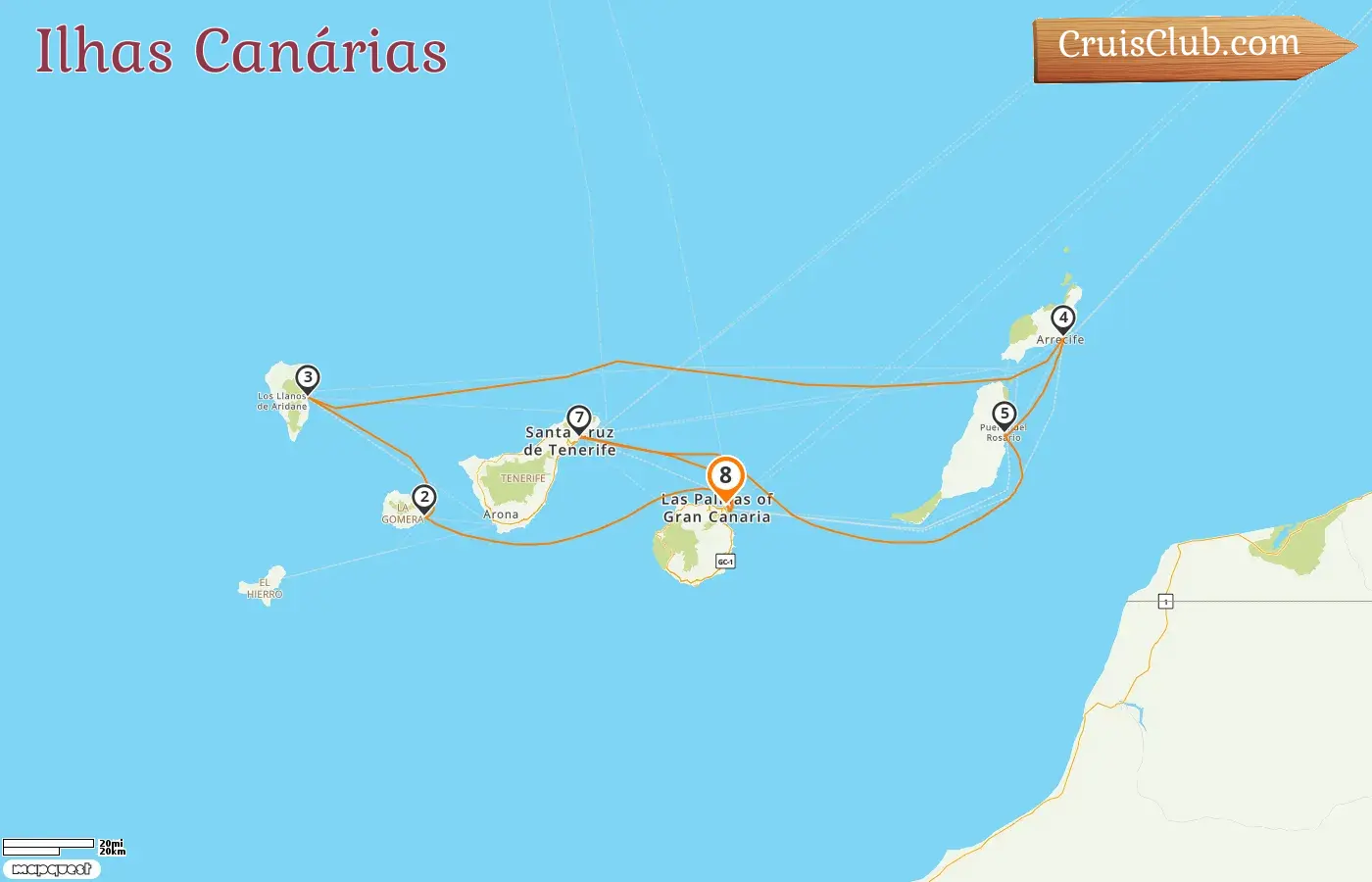 Cruzeiro nas Ilhas Canárias de Las Palmas a bordo do navio AIDAblu com visitas à Espanha por 8 dias