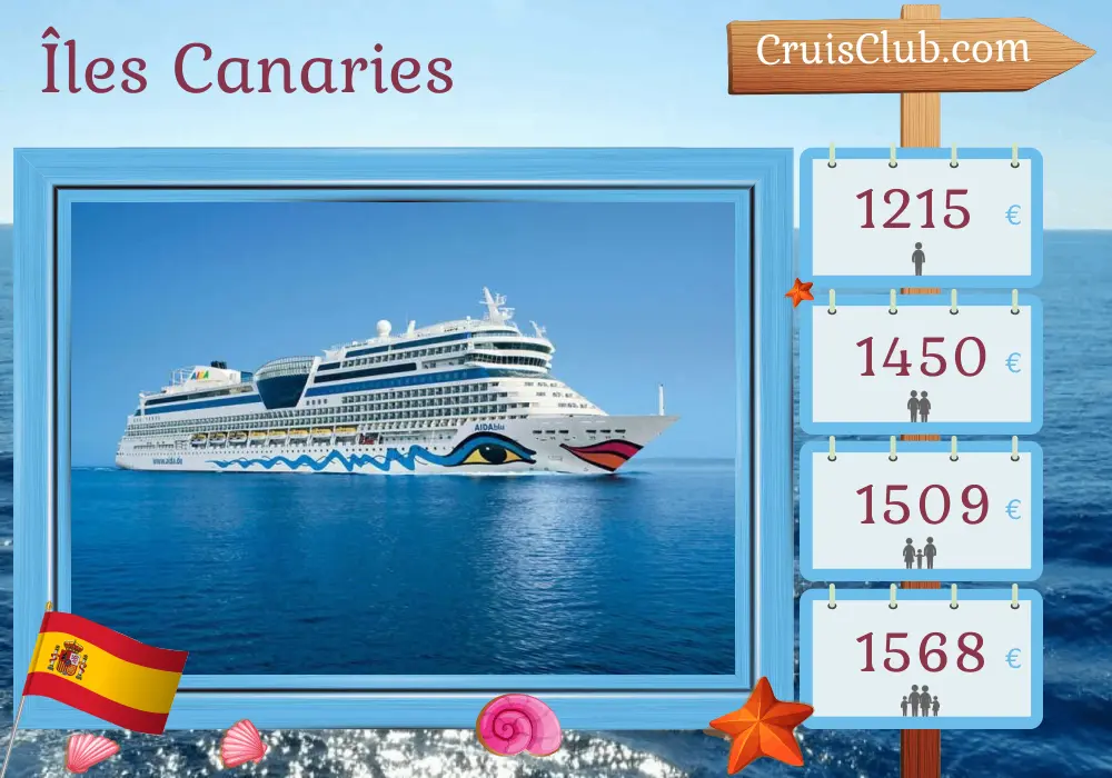 Croisière aux Îles Canaries depuis Las Palmas à bord du navire AIDAblu avec des visites en Espagne pendant 8 jours