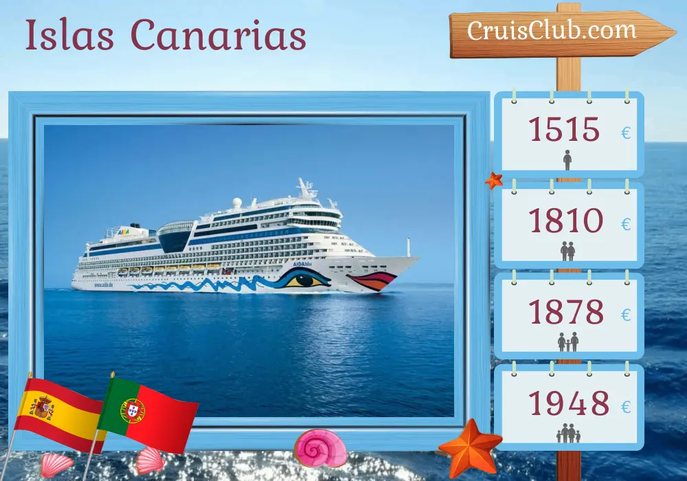 Crucero por las Islas Canarias desde Puerto del Rosario a Las Palmas a bordo del barco AIDAblu con visitas a España y Portugal durante 10 días