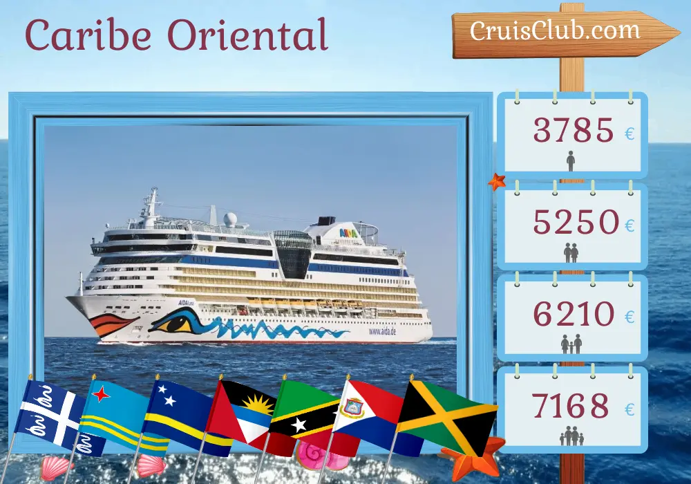 Crucero en el Caribe Oriental de Fort-de-France a Montego Bay a bordo del barco AIDAluna con visitas a Martinica, Aruba, Curazao, República Dominicana, San Cristóbal y Nieves, Islas Vírgenes Británicas y Jamaica durante 15 días