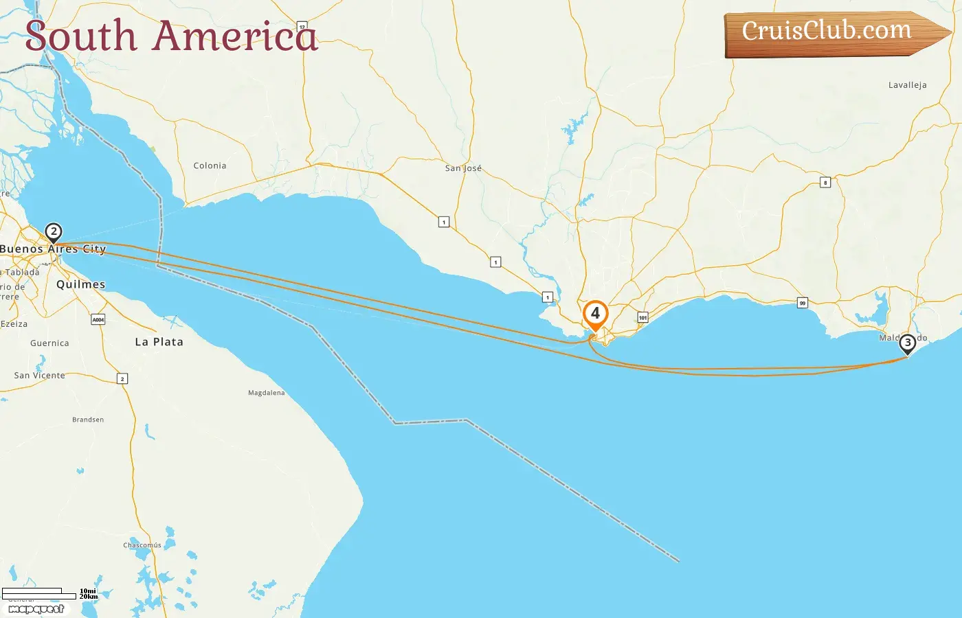 Cruise in the South America from Montevideo aboard Costa Fascinosa ship with visits to Uruguay and Argentina for 4 days