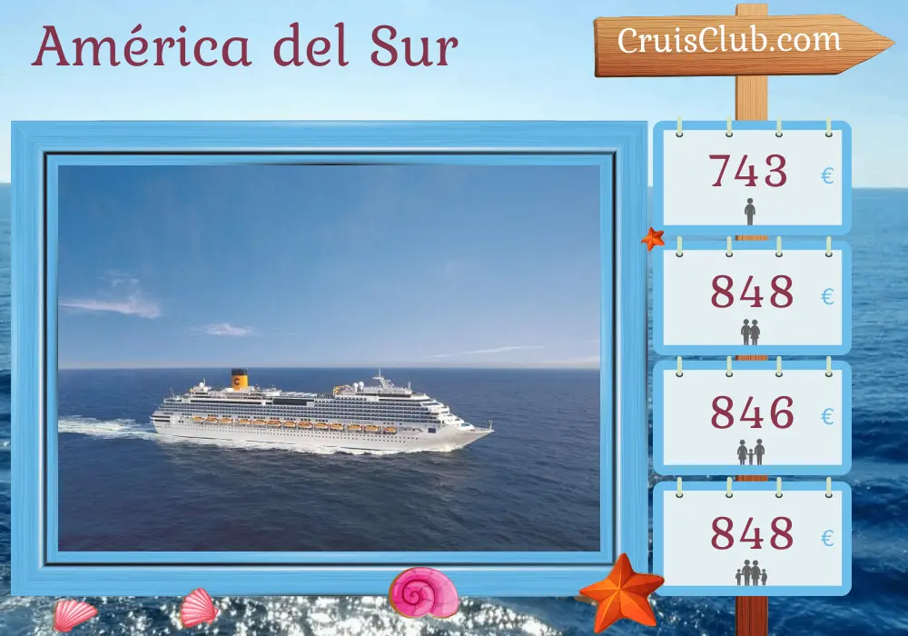 Crucero en Sudamérica desde Montevideo a bordo del Costa Fascinosa con visitas a Uruguay y Argentina por 4 días