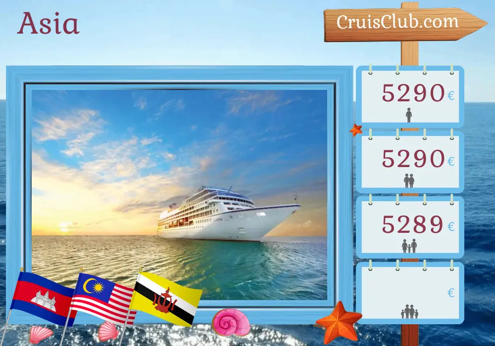 Cruise in the Asia from Laem Chabang to Benoa aboard Oceania Sirena ship with visits to Thailand, Cambodia, Viet Nam, Malaysia, Brunei Darussalam, and Indonesia for 15 days