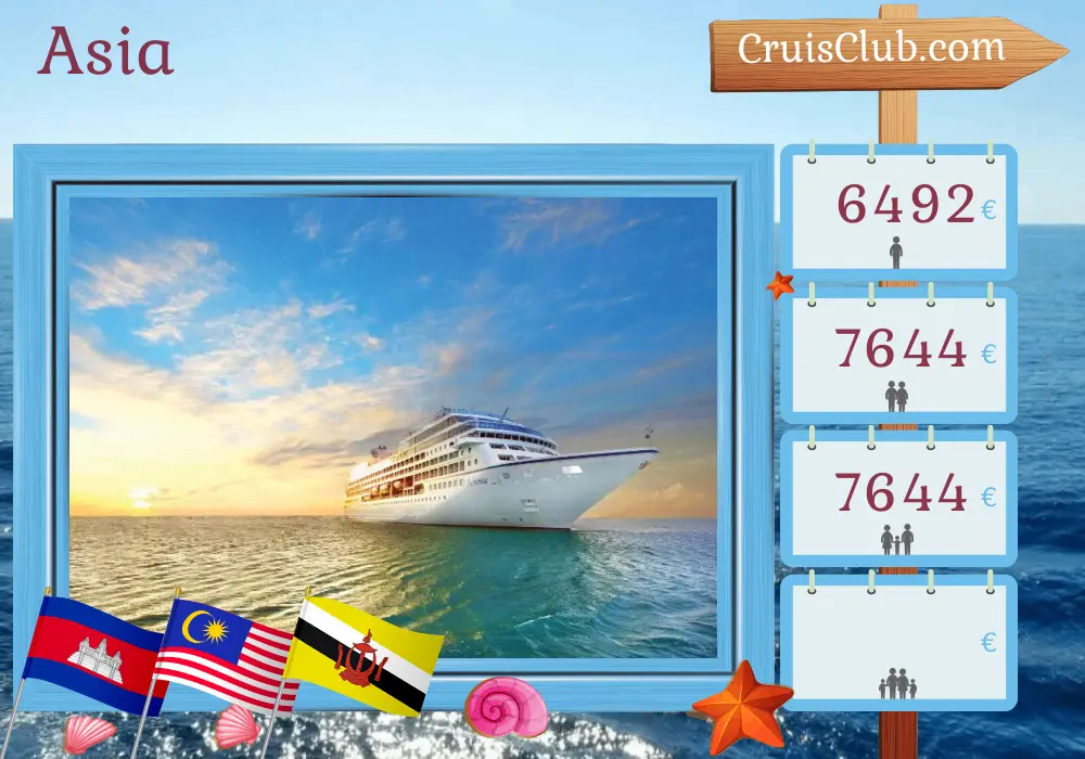 Crucero en Asia de Laem Chabang a Benoa a bordo del barco Oceania Sirena con visitas a Tailandia, Camboya, Viet Nam, Malasia, Brunei Darussalam e Indonesia durante 15 días