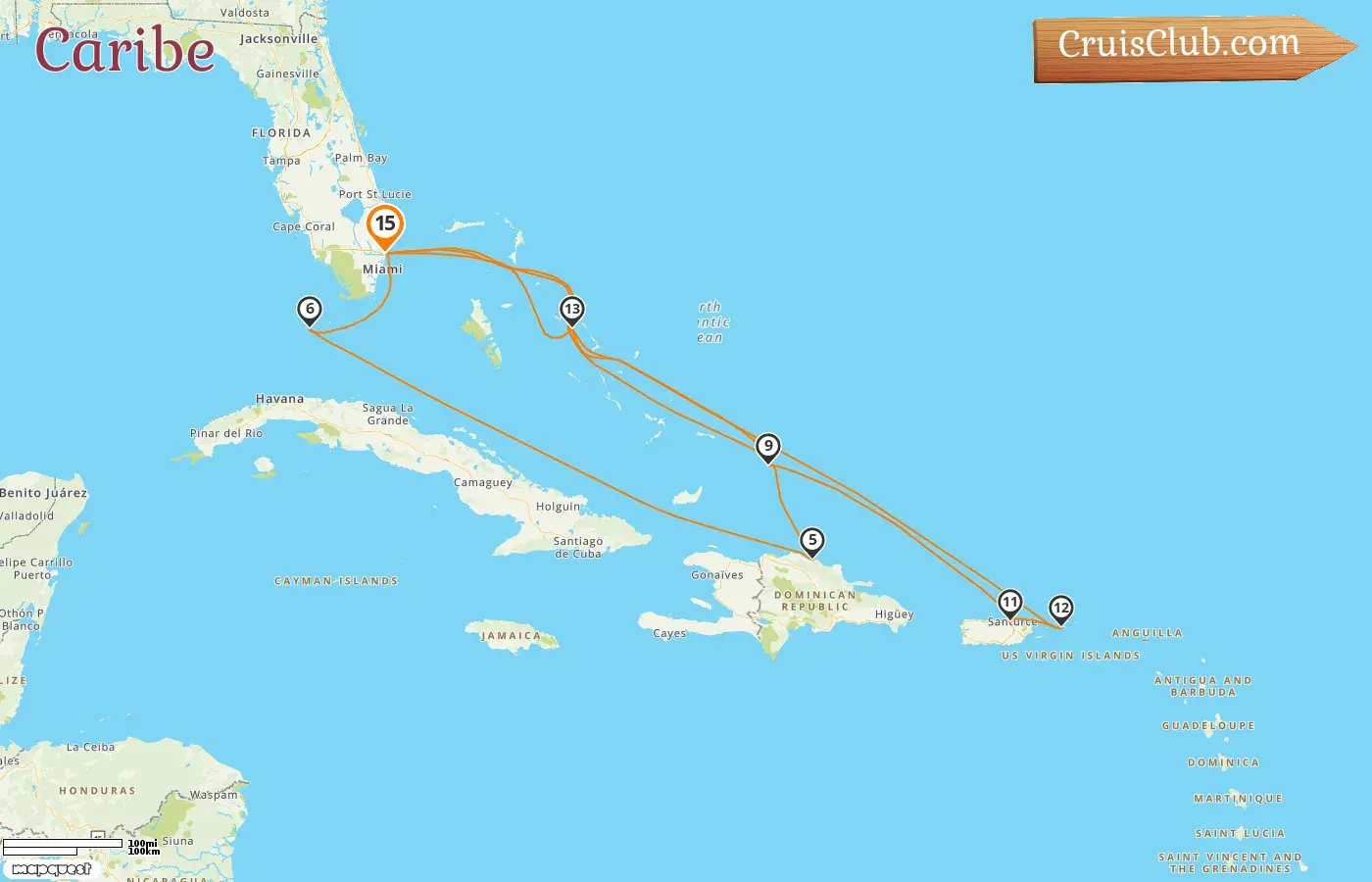 Cruzeiro no Caribe a bordo do navio Koningsdam saindo de Fort Lauderdale com visitas aos EUA, Bahamas, República Dominicana e Porto Rico por 15 dias