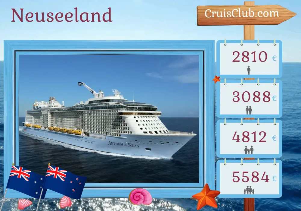 Kreuzfahrt in Neuseeland ab Sydney an Bord des Schiffes Anthem of the Seas mit Stopps in Australien und Neuseeland für 11 Tage